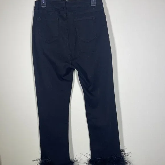NWT! Buddy Love Kyla Feather Trim Ankle Pants Black Size 31 Women's! - Picture 6 of 6